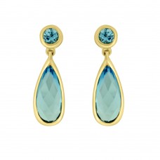 9ct Gold Blue Topaz Drop Earrings