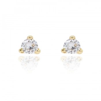 9ct Gold Solitaire 6mm 3-claw stud earrings
