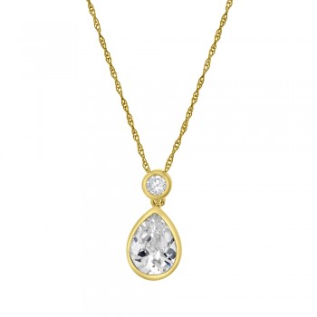 9ct Gold Pear & Brilliant Cubic Zirconia Pendant Chain