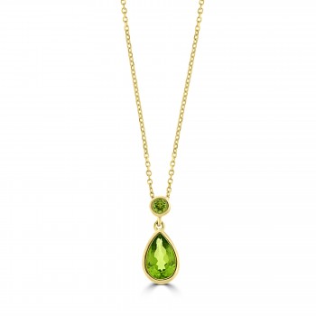 9ct Gold Peridot Drop Pendant Chain