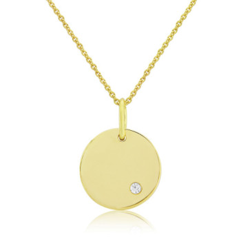 9ct Gold Diamond Pendant Disc chain