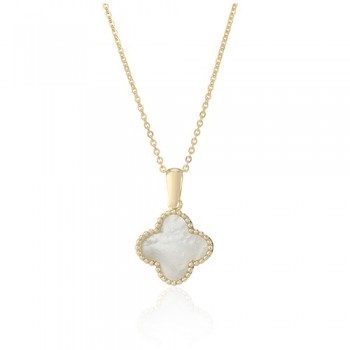 9ct Gold Mother of Pearl Clover pendant chain
