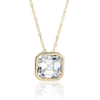 9ct Gold Cushion cut Solitaire Rubover pendant chain