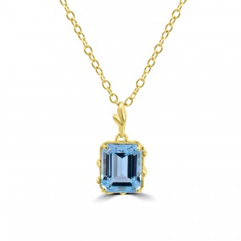 9ct Gold Emerald cut Blue Topaz Pendant