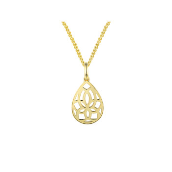 9ct Yellow Gold Pear Open Flower Pendant