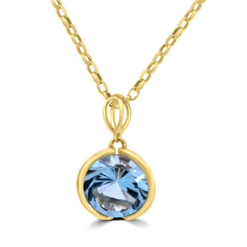 9ct Gold Sky Blue Round Blue Topaz Pendant