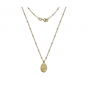 9ct Gold Oval Pendant Bead Chain