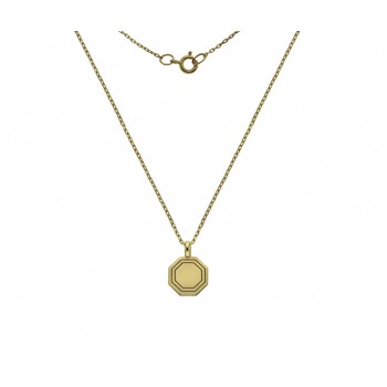 9ct Gold Octagon Disc Pendant Chain