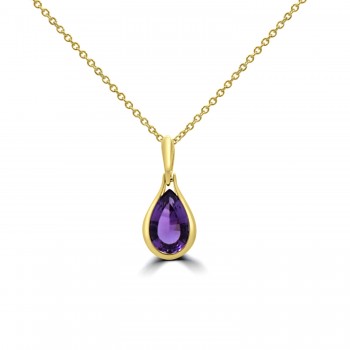 9ct Gold Amethyst Pear Drop Pendant