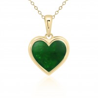 9ct Gold Crushed Emerald Heart Pendant chain
