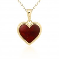 9ct Gold Crushed Ruby Heart Pendant chain