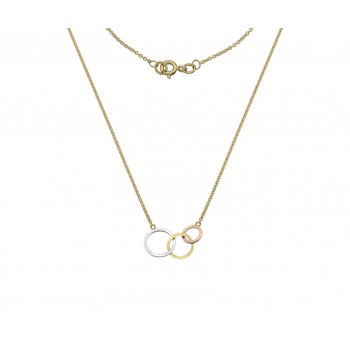 9ct Gold Three-tone Ringed Necklet