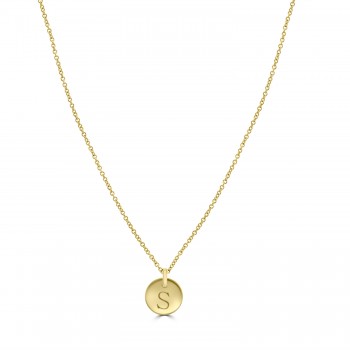 9ct Gold Engraved Initial Disc pendant chain