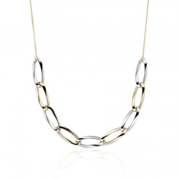 9ct Gold Two Tone Oval Half Necklet