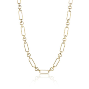 9ct Gold Round and Rectangular Link Chain necklace