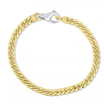 18ct Two Tone Gold Round Curb bracelet