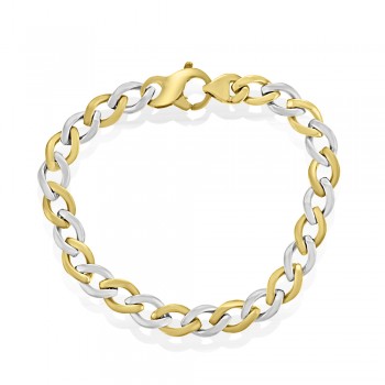 9ct Yellow & White Gold Flat Curb Braclet