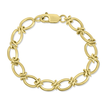 9ct Gold Handmade Oval and Knot Bracelet