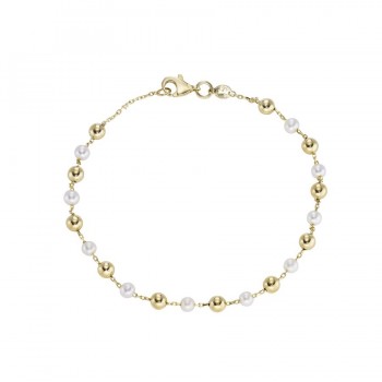 9ct Gold Pearl and Bead Bracelet