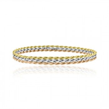 9ct Yellow White & Rose Gold Slave Twist Bangle
