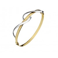 9ct Gold Two Tone Wave Hinged Bangle