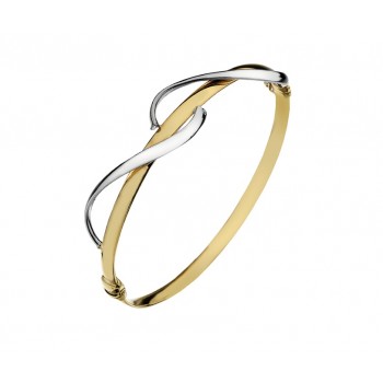 9ct Gold Two Tone Wave Hinged Bangle