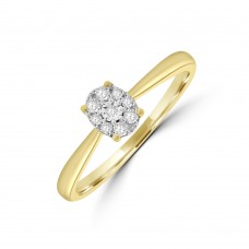 9ct Gold Oval Illusion Solitaire Diamond Ring