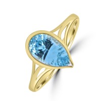 9ct Gold Pear cut Swiss Blue Topaz Solitaire ring