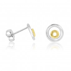 9ct Two Tone Gold Eclipse Stud Earrings