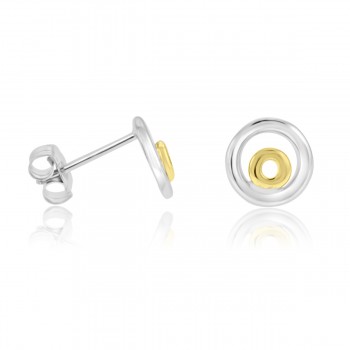 9ct Two Tone Gold Eclipse Stud Earrings