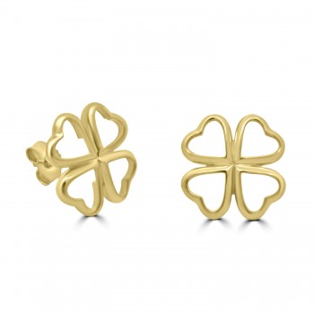 9ct Gold Four Leaf Clover stud earrings