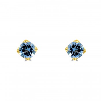 9ct Gold Blue Topaz round stud earrings
