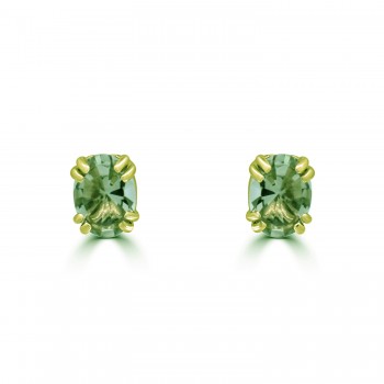 9ct Gold Green Amethyst Oval stud earrings
