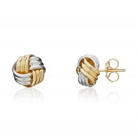 9ct Gold Two Tone Ribbed Knot stud earrings