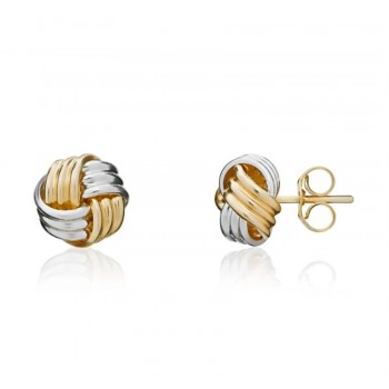 9ct Gold Two Tone Ribbed Knot stud earrings