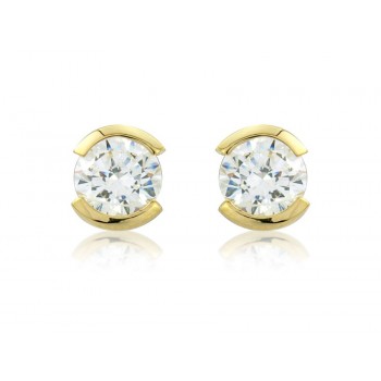 9ct Gold Solitaire stud Half Rubover earrings