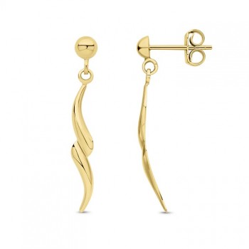 9ct Gold Swirl Drop Earrings