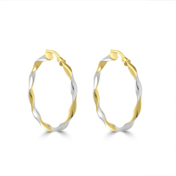 9ct Two-tone Gold Twist Creole Hoop earrings