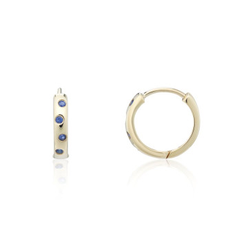 9ct Gold Staggerset Sapphire Huggy Hoop earrings