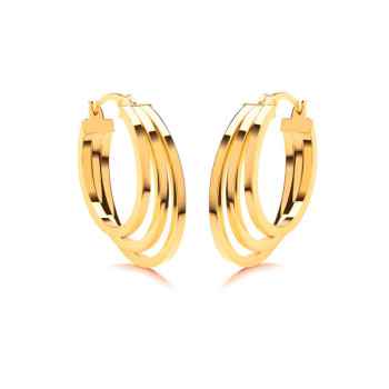 9ct Gold Creole Three row Tapering Hoops