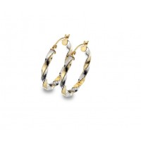 9ct Gold Two Tone Creole Twist Hoop earrings