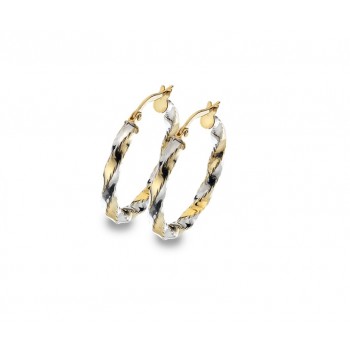 9ct Gold Two Tone Creole Twist Hoop earrings
