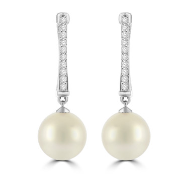 18ct White Gold Akoya Pearl and Diamond Drops