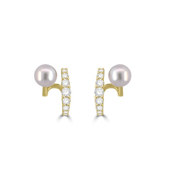 18ct Gold Akoya Pearl and Diamond Hoop earrings 18ct Gold Akoya Pearl and Diamond Hoop earrings