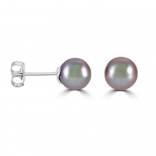 9ct White Gold Grey Freshwater Pearl stud earrings