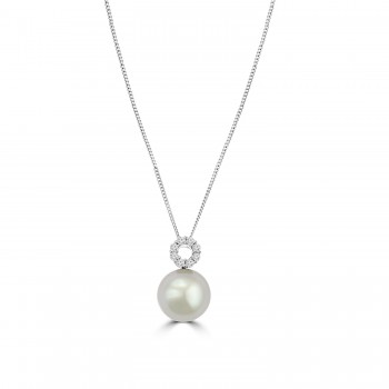 18ct White Gold South Sea Pearl Diamond Circle of Life Pendant