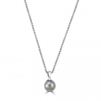 9ct White Gold Grey Freshwater Pearl Pendant