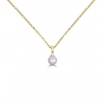 9ct Gold Diamond and Pearl Pendant