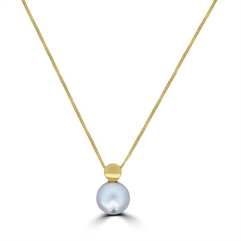 9ct Gold Freshwater Bouton Pearl pendant chain