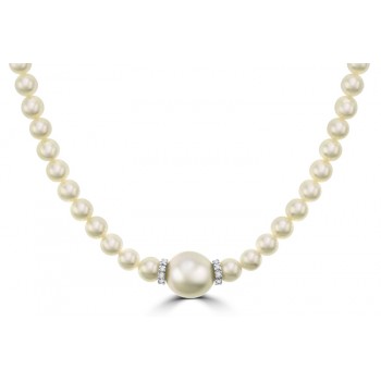 Natural Cultured South Sea Pearl & Diamond Necklet